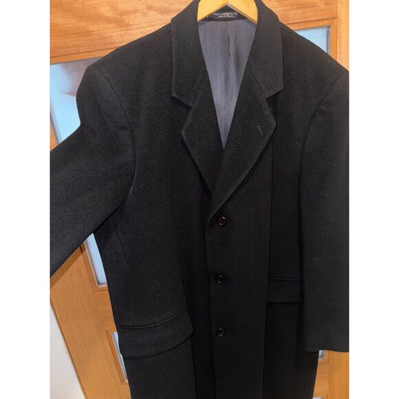 Silver Cloud Black Cashmere Long Dress Overcoat R46 3 Button Business Made Italy - Picture 11 of 15